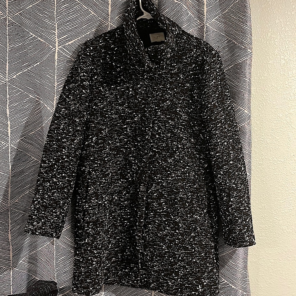 Womens black and white marled dress coat